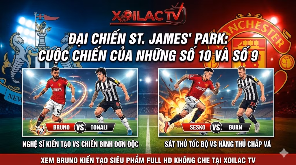 Điểm nóng đại chiến St. James' Park: Cuộc đối đầu giữa Bruno Fernandes vs Tonali và Benjamin Sesko vs Dan Burn trong trận Newcastle gặp MU.